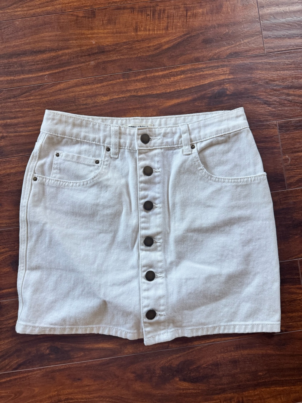Billabong White Denim Skirt with Branded Waist Label